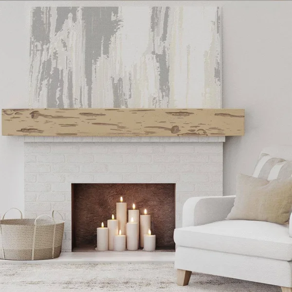 Ekena Millwork MANUPC08X10X72NG 8x22H x 10x22D x 72x22W Pecky Cypress Faux Wood Fireplace Mantel - Natural Golden Oak