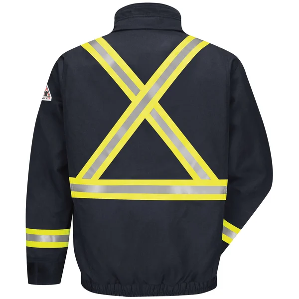Bulwark Jljcl Lined Bomber Jacket with Reflective Trim - Excel FR ComforTouch - Long Sizes - Navy - L