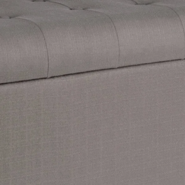 Benjara Bm195807 Fabric Upholstered Wooden Bench with Button Tufted Hinged Lid Storage - Large - Brown