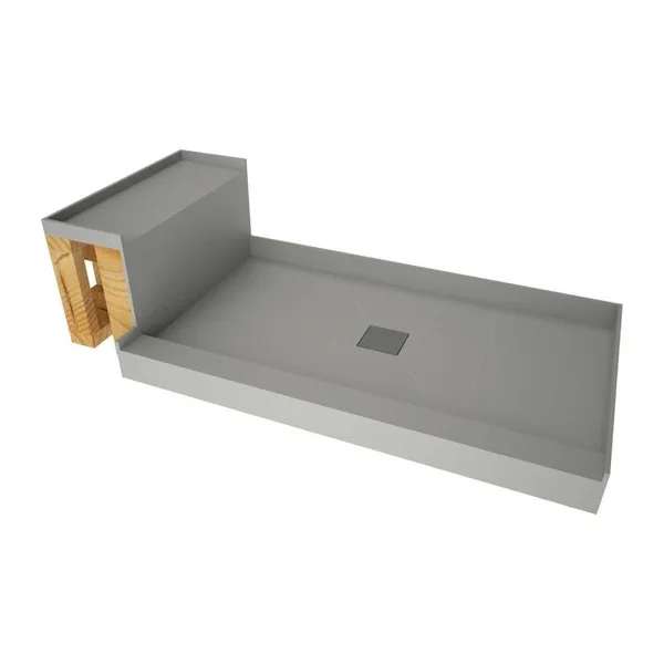 Tile Redi WD3760C-RB37-KIT Base&N Bench 37x22 x 72x22 Single Threshold Shower Base with Bech and Drain Grate