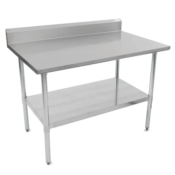 John Boos E Series Stainless Steel 430 Budget Work Table, Adjustable Undershelf, 5x22 Riser Top, Galvanized Legs, 30x22 Length x