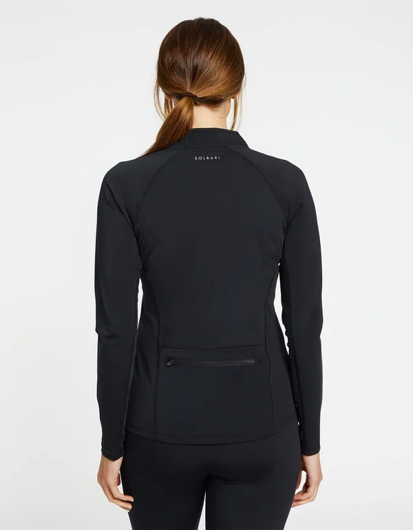 Sun Protective Long Sleeve Zip Top for Women UPF50+, UV Protection Black