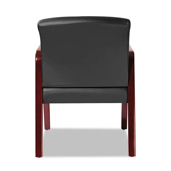 Alera Reception Lounge Series Guest Chair - Cherry/Black Leather, Size: 24 x 26 x 33.25