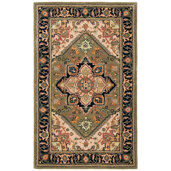 Safavieh Heritage Collection HG625N Handmade Traditional Wool Area Rug 3& x 5& Navy/Ivory