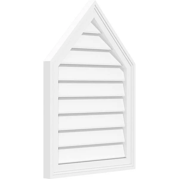 Ekena Millwork GVPPE24X2202SF-14 24x22W x 22x22H Peaked Top Surface Mount PVC Gable Vent 14/12 Pitch: Functional - w/ 2x22W x 1-1