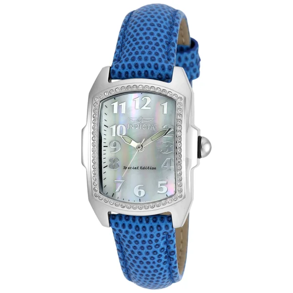 Invicta 19520 Women's Lupah Mop Dial Blue Leather Strap Crystal Watch