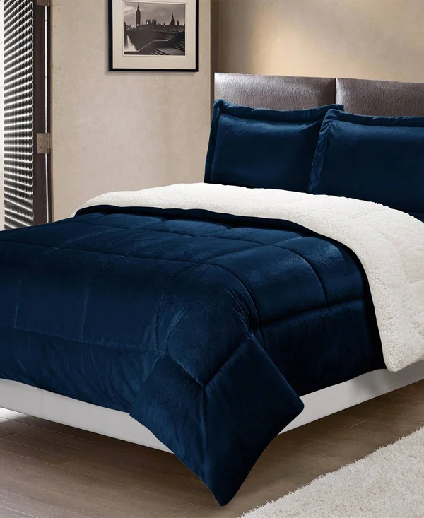 Cathay Home Sherpa Faux Suede Comforter Set Twin Chocolate