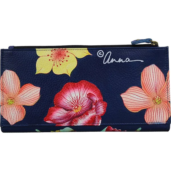 Anna by Anuschka Women's Hand Painted Leather Two Fold Clutch Wallet 1869, Jazz Trio
