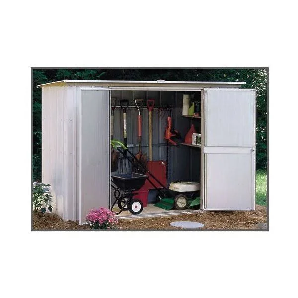 Arrow Pent Roof Garden Shed, Eggshell/Taupe, 8 x 3 ft.