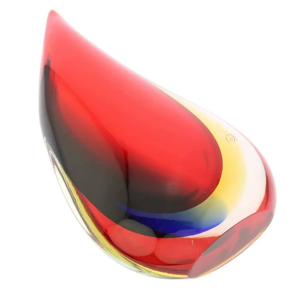 Murano Glass Sommerso Wave Vase - Red Blue Amber