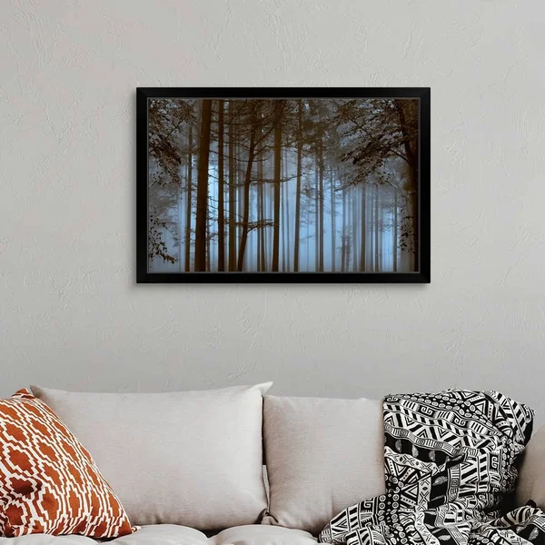 Trees Path Sepia, Black Framed Wall Art, 36x24, Great Big Canvas