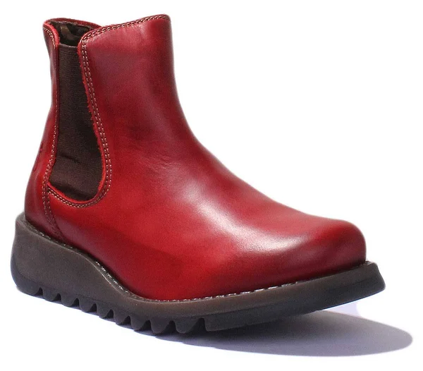 Fly London Salv Leather Bootie - Red, 41
