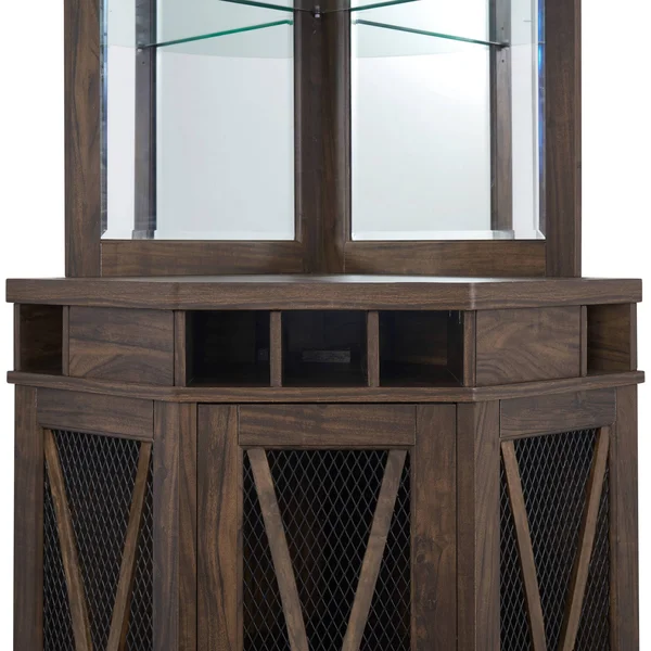 Corner Bar with Mesh Door Oak - Home Source