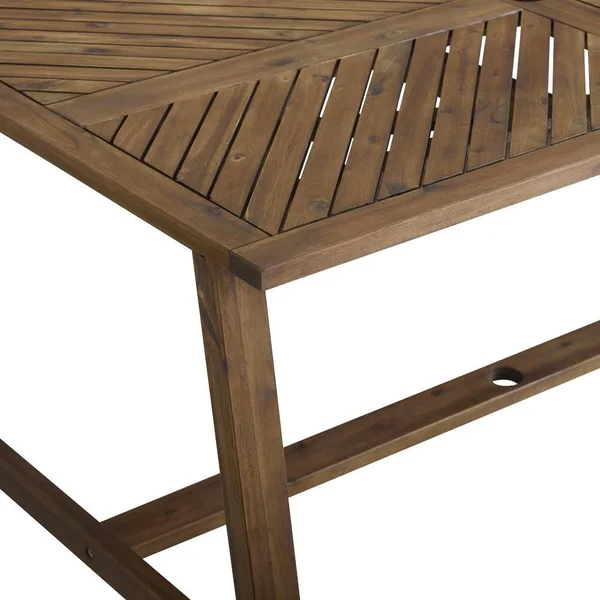 Walker Edison Rectangle Outdoor Dining Table 35-in W x 60-in L with Umbrella Hole - LWW60VINDTDB