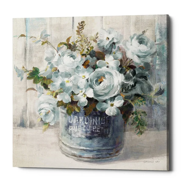 Epic Graffiti &Garden Blooms I Blue Crop& by Danhui Nai - Canvas Wall Art, 26x22x26x22