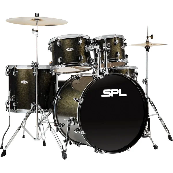 Sound Percussion Labs Unity II 5-Piece Complete Drum Set with Hardware - Cymbals and Throne Black Onyx Glitter