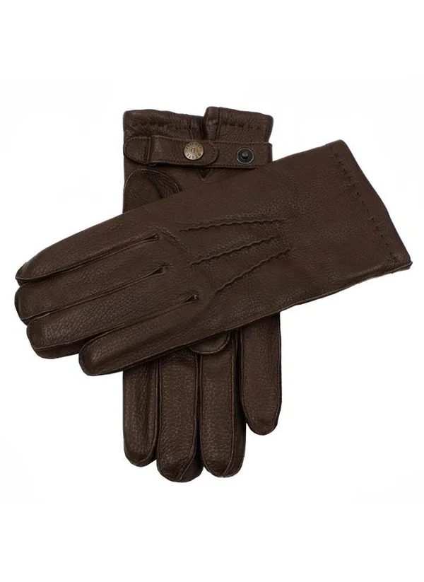 Dents Men's Lambswool Lined Deerskin Leather Gloves in Black Size 11