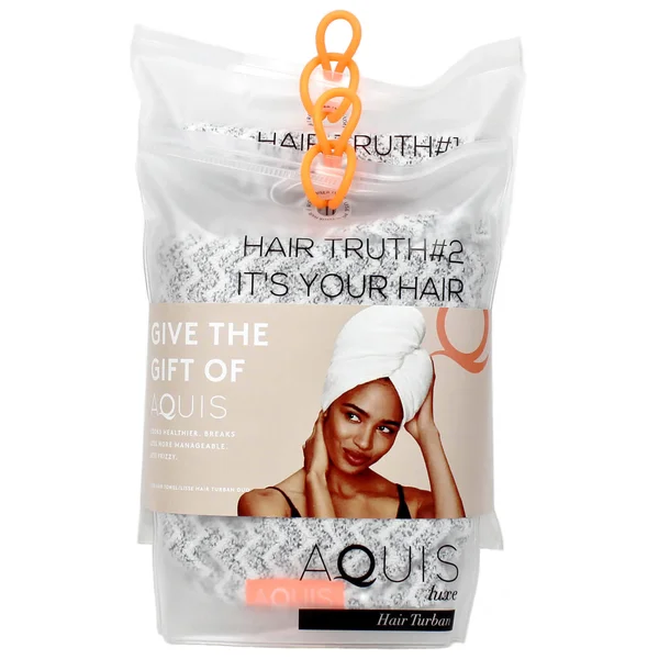 Aquis Lisse Luxe Hair Turban and Hair Towel - Chevron (Worth £60.00), 50cm x 107cm