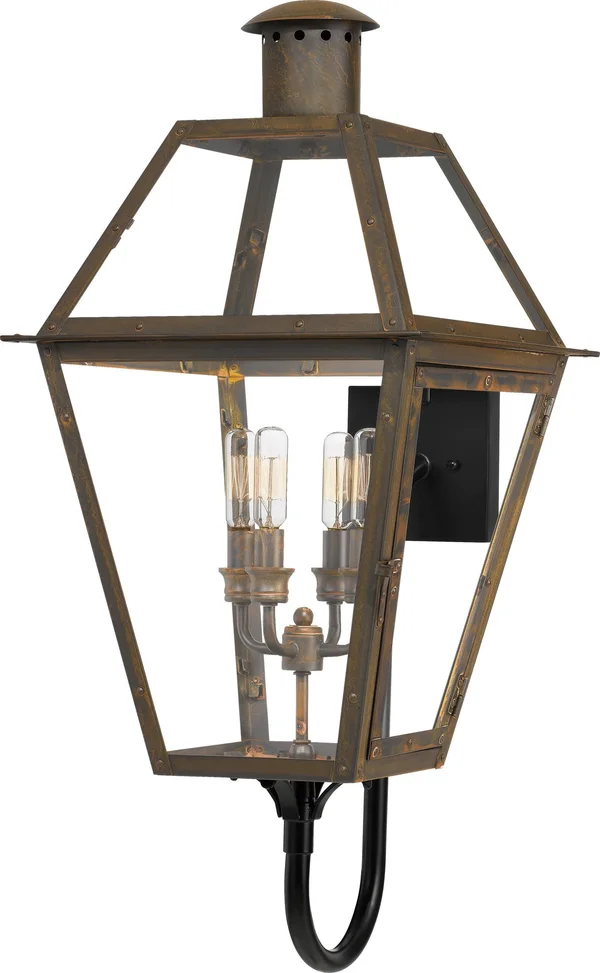 Quoizel Rue De Royal Industrial Bronze 4-Light Outdoor Wall Lantern RO8414IZ