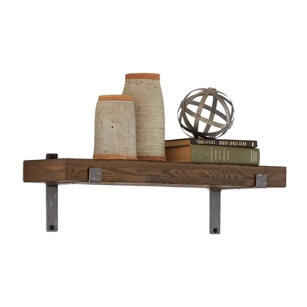 Martin Furniture Rustic Solid Wood 30x22 Wall Shelf in Brown - WS30B