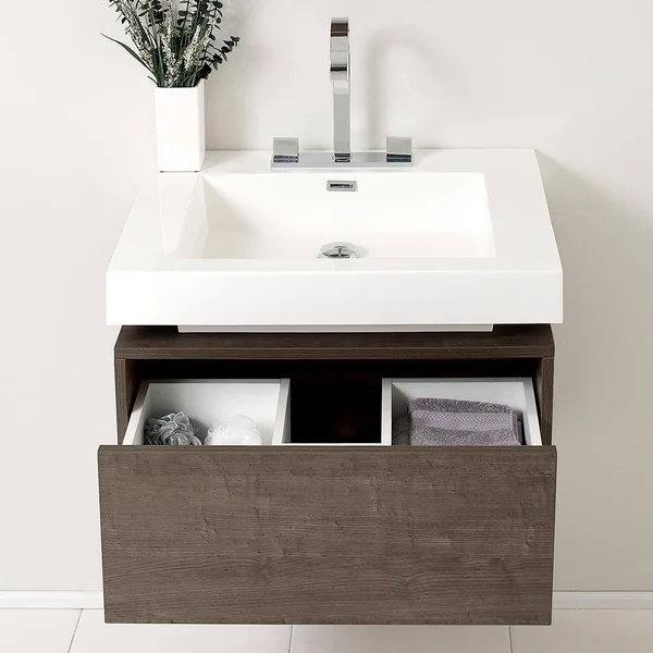 Fresca Potenza Gray Oak Modern Bathroom Cabinet with Vessel Sink