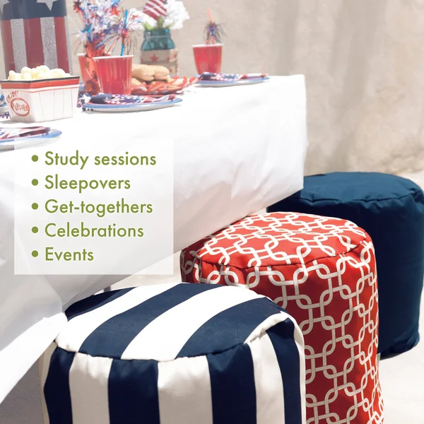 Majestic Home Goods Trellis Indoor Outdoor Small Pouf Ottoman - Peach