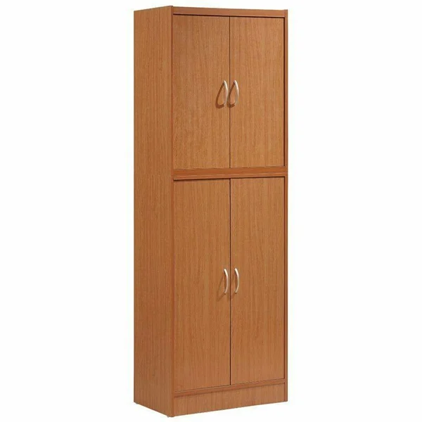 Hodedah 4 Door Kitchen Pantry with 4 Shelves in Cherry, Cherry