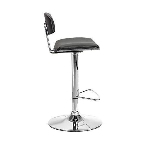 Armen Living Erik Faux Leather Swivel Barstool - Adjustable, Gray/Chro