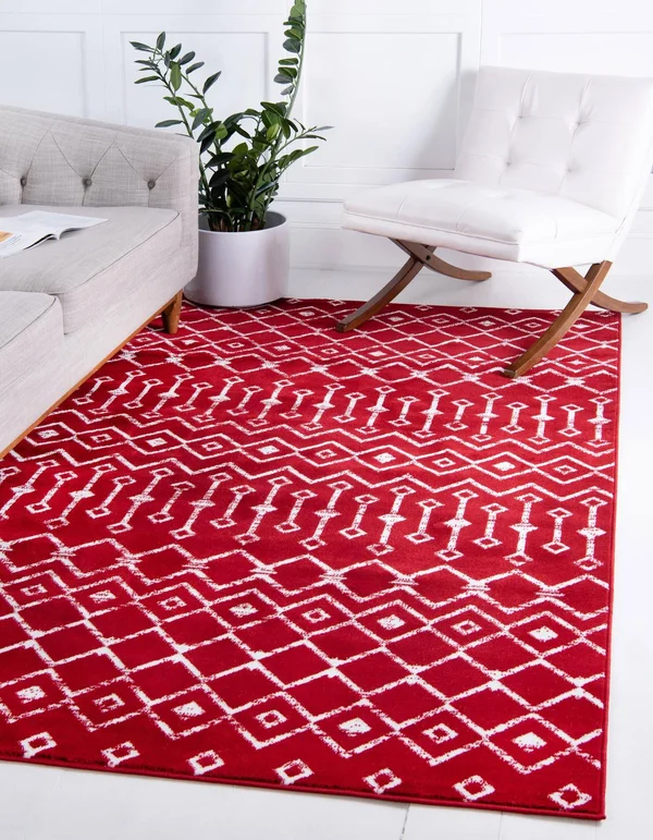 Unique Loom Moroccan Trellis Red 9 ft. 10 in. x 13 ft. Area Rug
