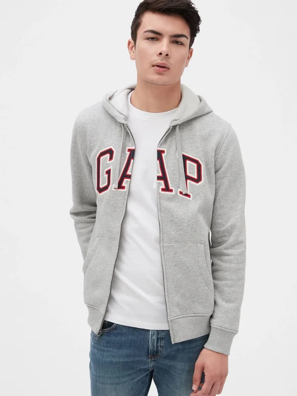 Gap Men's Arch Logo Hoodie Gray Heather Tall Size M