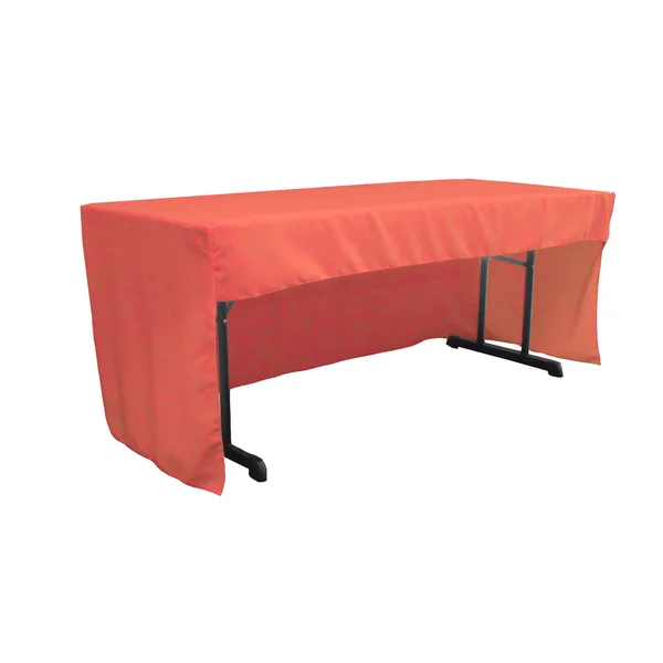 La Linen TCpop-OB-fit-72x30x30-PinkLgtP37 1.95 lbs Open Back Polyester Poplin Fitted Tablecloth Light Pink
