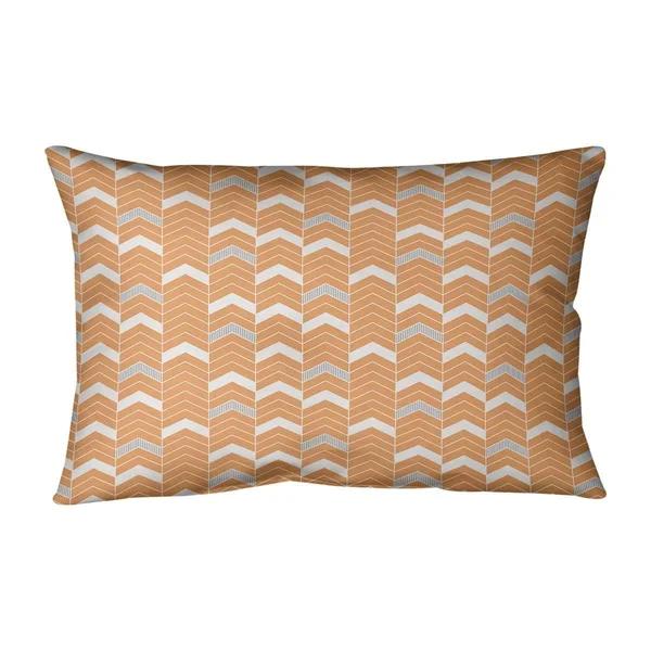 ArtVerse Two Color Lined Chevrons Lumbar Pillow - Blue & Gray - Linen