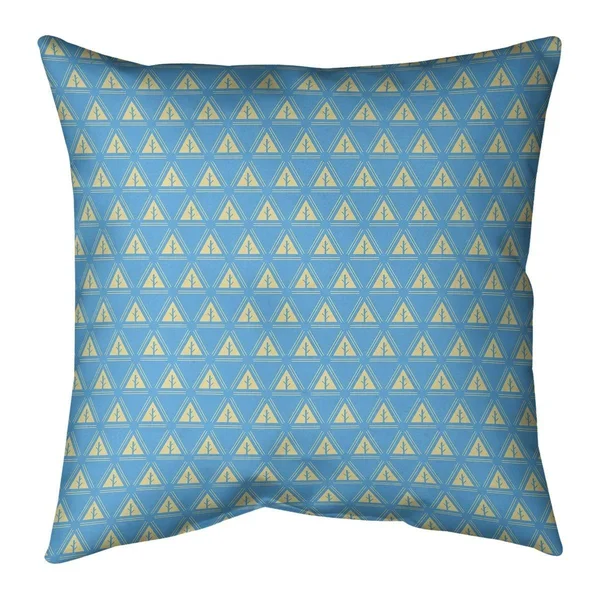 Two Color Minimalist Trees with Yellow Throw Pillow - 16 x 16 - Yellow & Purple - Faux Suede