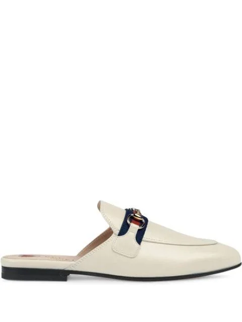 Gucci Princetown Horsebit-detailed Leather Slippers White