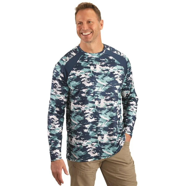 Guide Gear Men's Performance Cooling Long Sleeve Shirt - Male, 2XL Tall, Wave Camo Indigo Blue