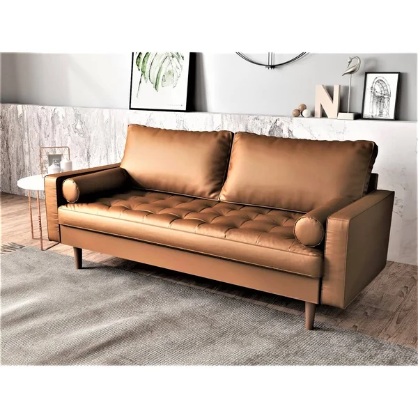Container Furniture Faux Leather Mid-Century Sofa - Goldenrod