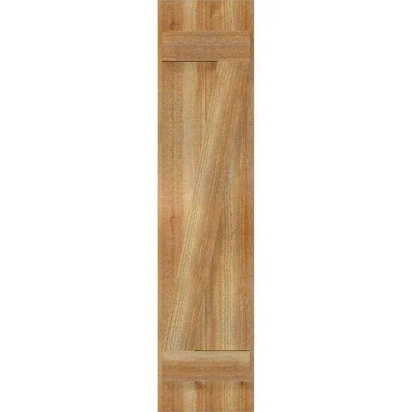 10 3/4x22W x 46x22H TimberCraft Two 5 3/8x22 Boards Joined Board-n-Batten Shutters w/Z-Bar - Rough Sawn Western Red Cedar (Per Pa