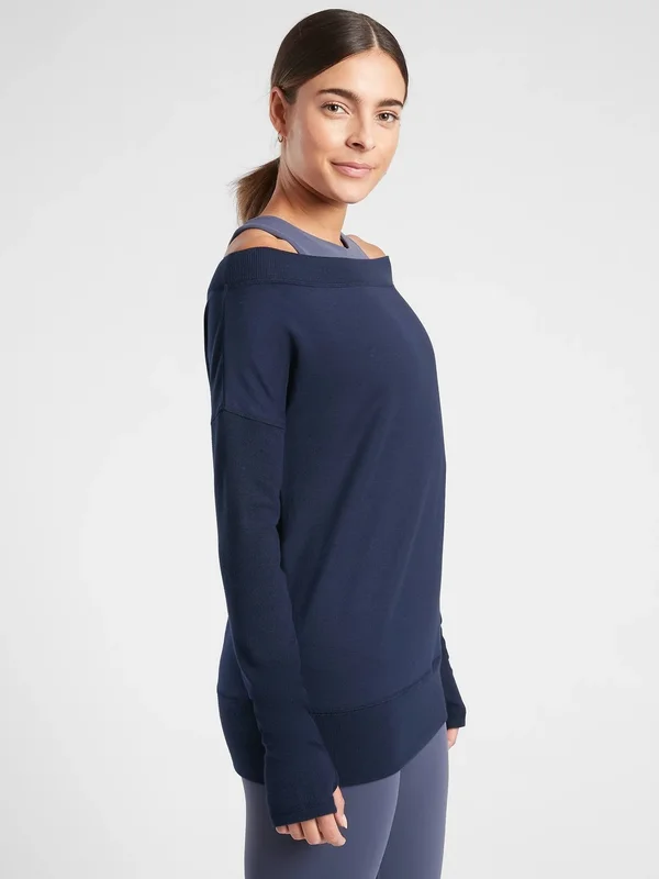 Athleta Women's Studio Barre Sweatshirt Navy Size M