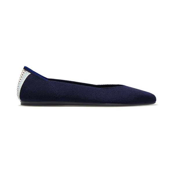 Rothy&s Navy Blue Square-Toe Flats - Navy, Size 10