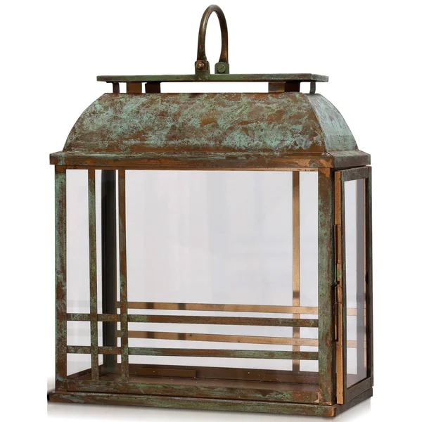 Stylecraft Patina Antique Copper Metal with Clear Glass Small Lantern