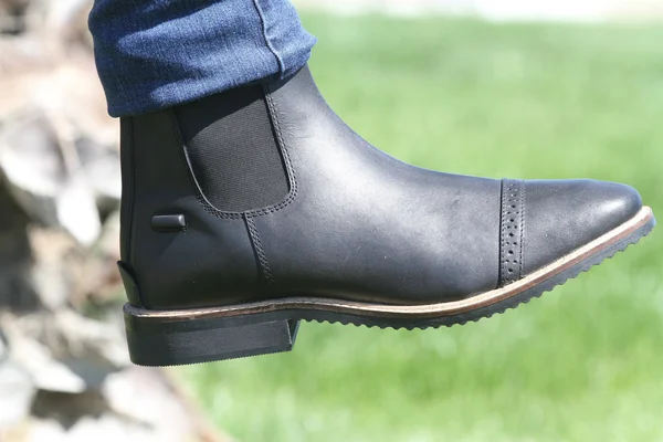 Huntley Equestrian Black Leather Zipper Paddock Boots