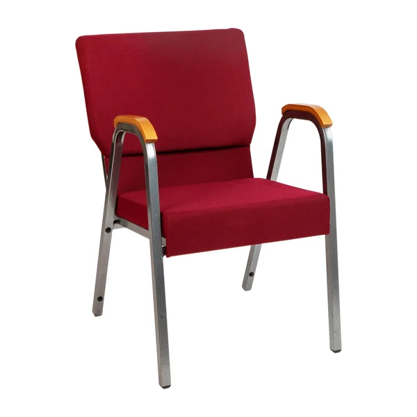 Flash Furniture Hercules Series 21x22W Stacking Wood Accent Arm Church Chair in Burgundy Fabric - Silver Vein Frame