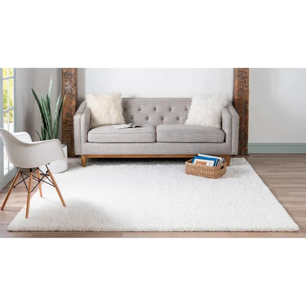Unique Loom 3151333 5 x 5 ft. Solid Shag Square Rug Snow White