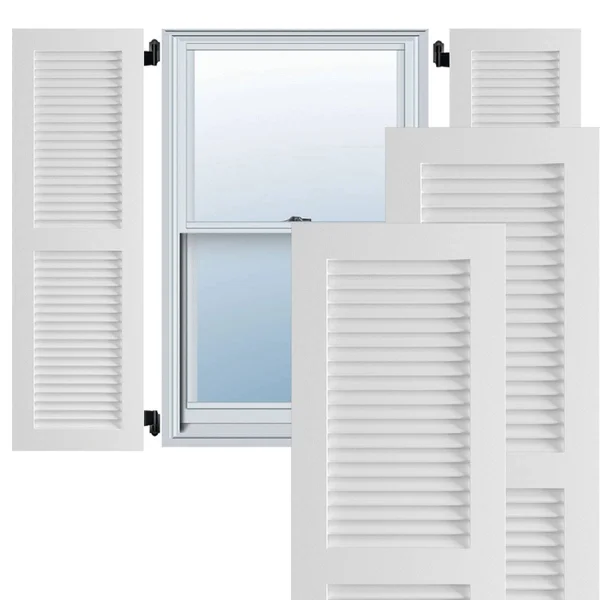 Ekena Millwork CWL15X060UNC 15x22W x 60x22H Exterior Composite Louvered Shutters (Per Pair) - Unfinished