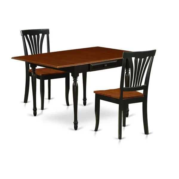 East West Furniture Dining Room Set Black & Cherry - Mzav3-bch-w