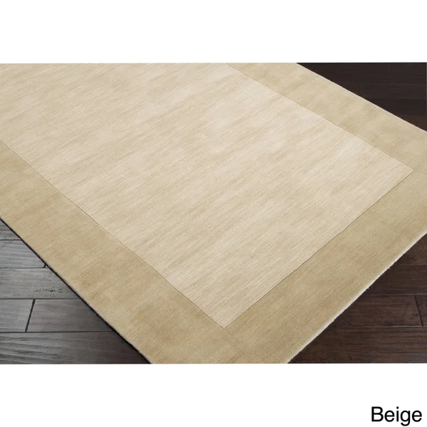 Hand-Loomed Risor Solid Bordered Wool Area Rug - 7&6 x 9&6 Red