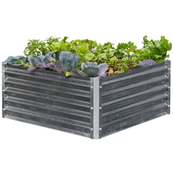 EarthMark High Galvanized Steel Raised Garden Bed - Silver