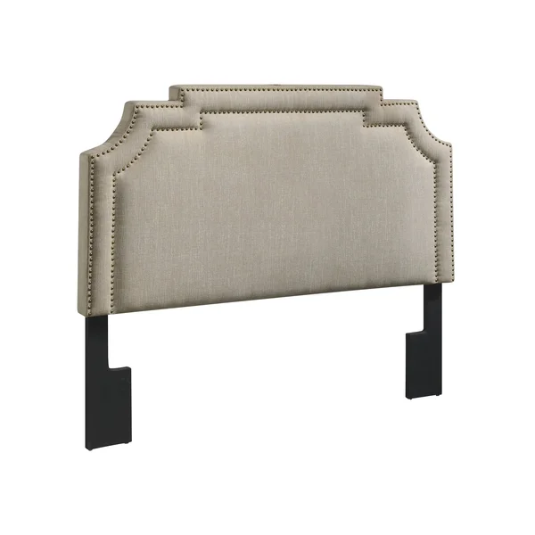 Nailhead MARQUEE Upholstered Headboard in Linen - King