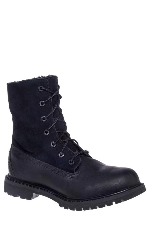 Timberland Authentics Teddy Fleece Waterproof Fold-Down Boots - Women's Black - 6.5