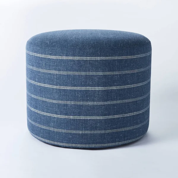 Threshold Designed w/STUDIO McGee Lynwood Upholstered Round Cube Navy - Threshold Designed with Studio McGee